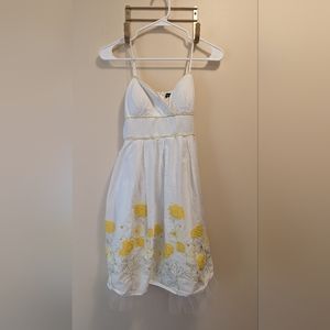 Yellow flowers tie back dress